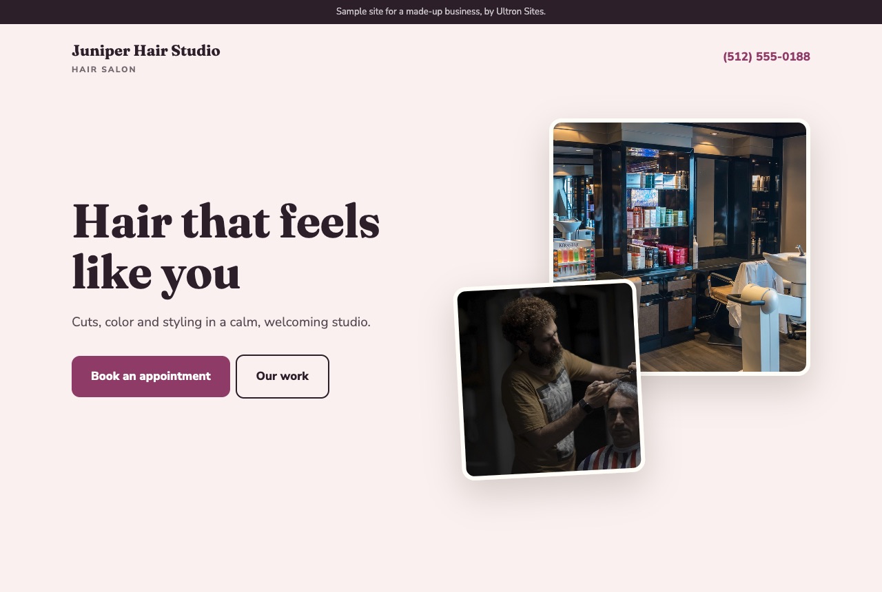 Sample hair salon website